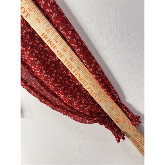 GAP Red & White Dainty Floral Chiffon Long Sleeve Mock Neck Ruffle Blouse M - Picture 5 of 11